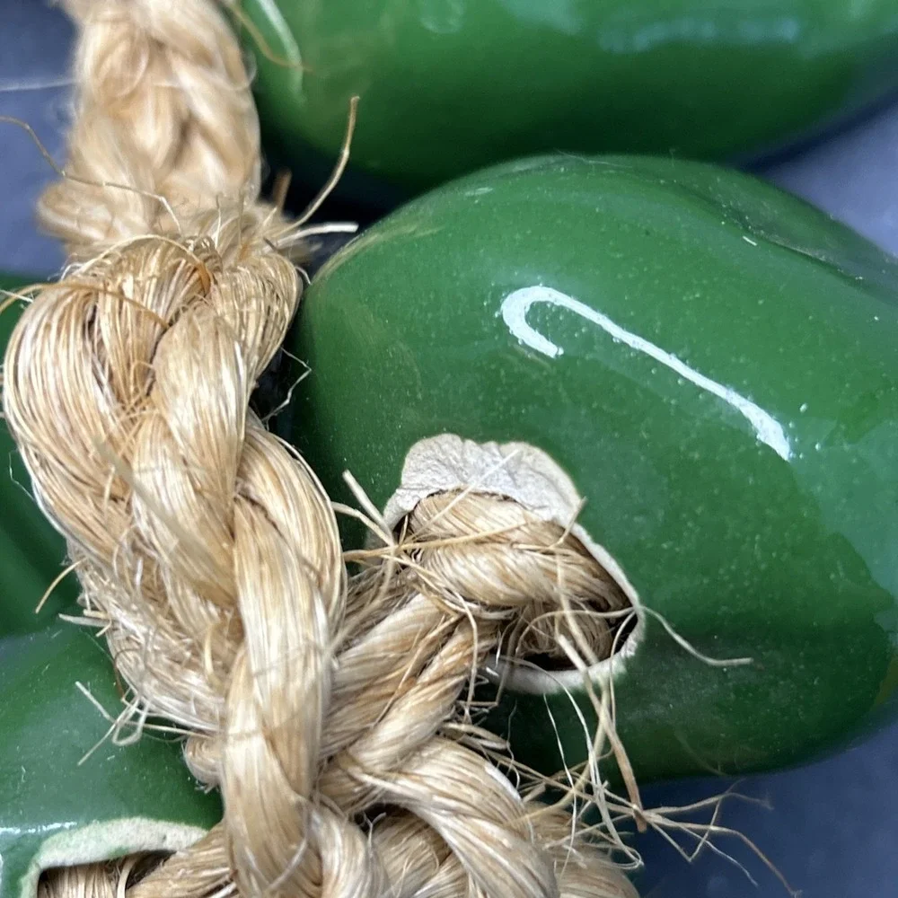 Ceramic Chili Pepper Ristra Hanging Decor Green‎ Jalapeno Peppers 25